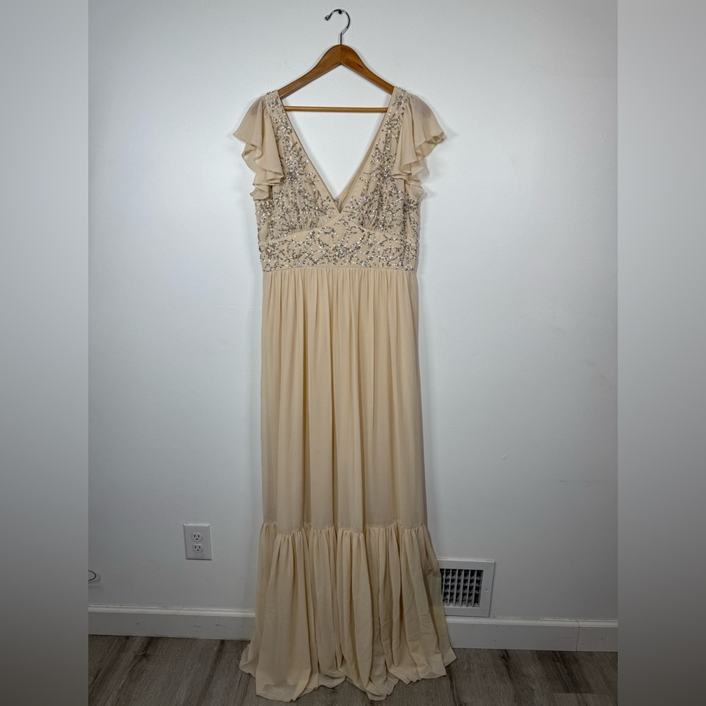BHLDN Anthropologie Daphne Sequin Formal Bridal Gown Dress - Picture 2 of 9